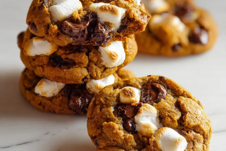 Chewy Pumpkin S'mores Cookies with Gooey Marshmallow & Chocolate