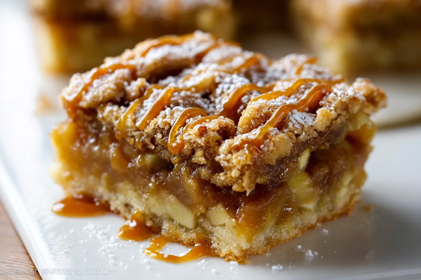 Gooey Salted Caramel Apple Pie Bars
