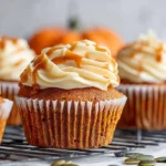 Pumpkin Cupcakes with Caramel Cream Cheese Frosting