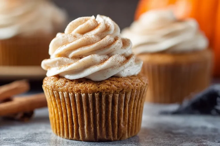 Pumpkin Cupcakes with Cinnamon Cream Cheese Frosting