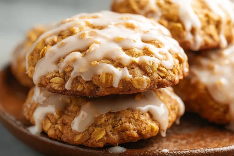 Soft & Chewy Iced Pumpkin Oatmeal Cookies
