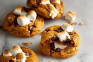 Soft Baked Pumpkin S'mores Cookies