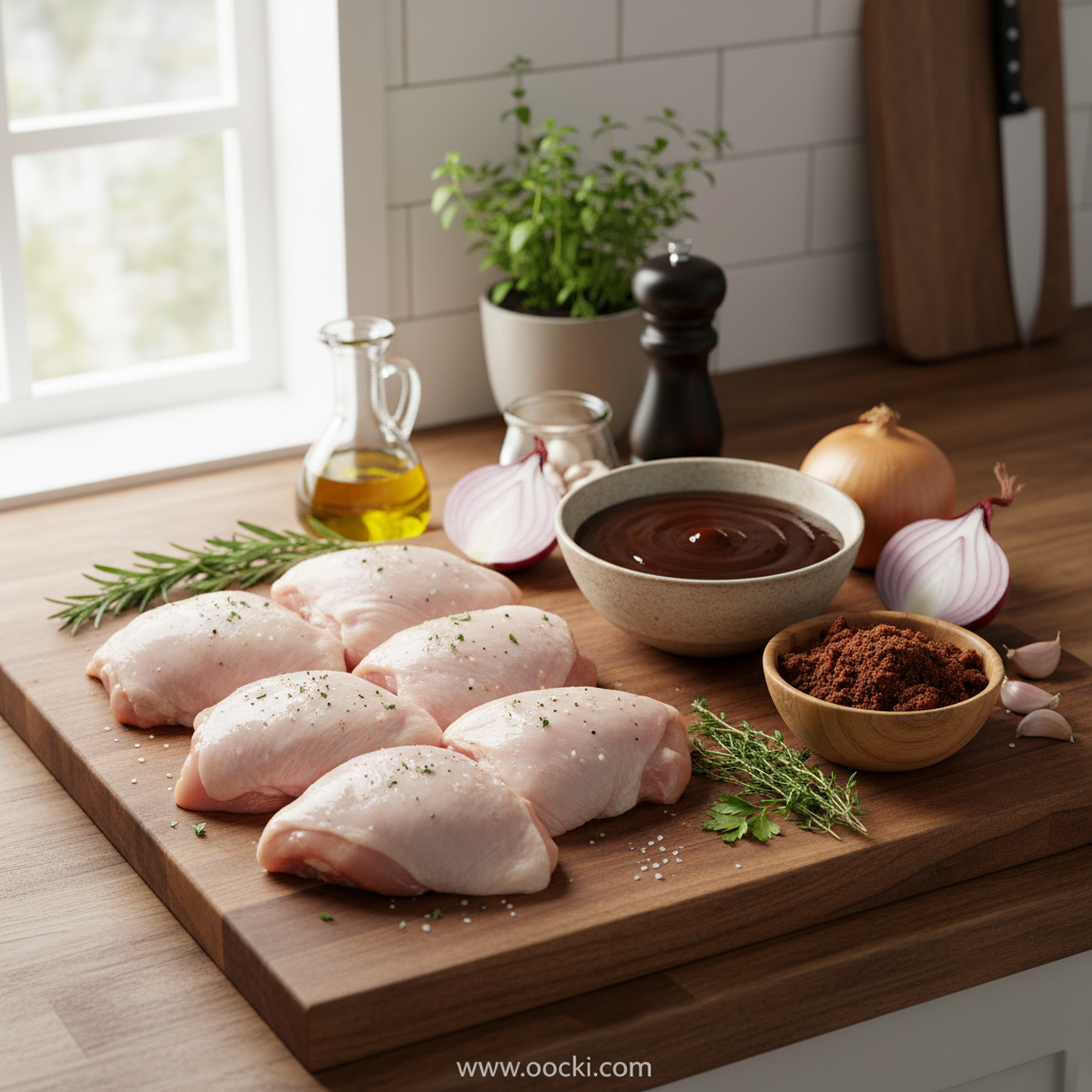 Caramelized BBQ Chicken Thighs - Quick Juicy Oven-Baked Recipe 2 Ingredients for caramelized BBQ chicken thighs