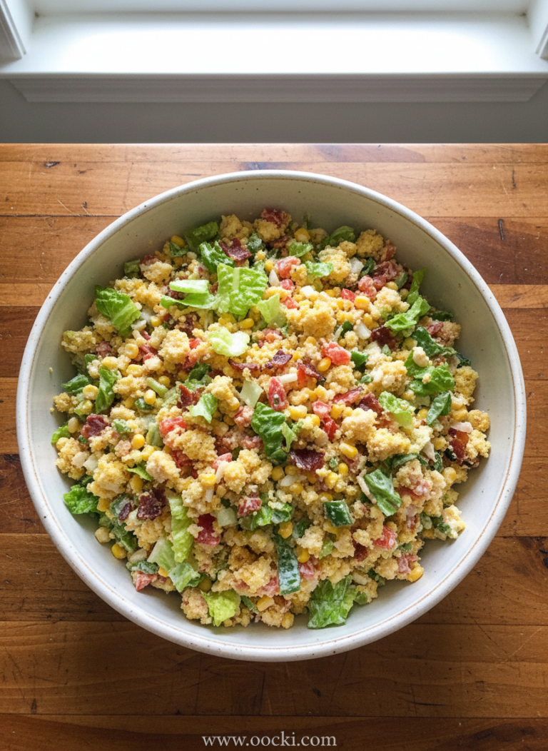 Crumbled Cornbread Salad - Crazy Good Southern Favorite with Ranch Layers 5 cornbread-salad--crumbled-up-and-crazy-good_feature