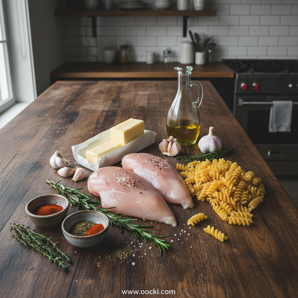 Ingredients for One Pan Cowboy Butter Chicken Pasta