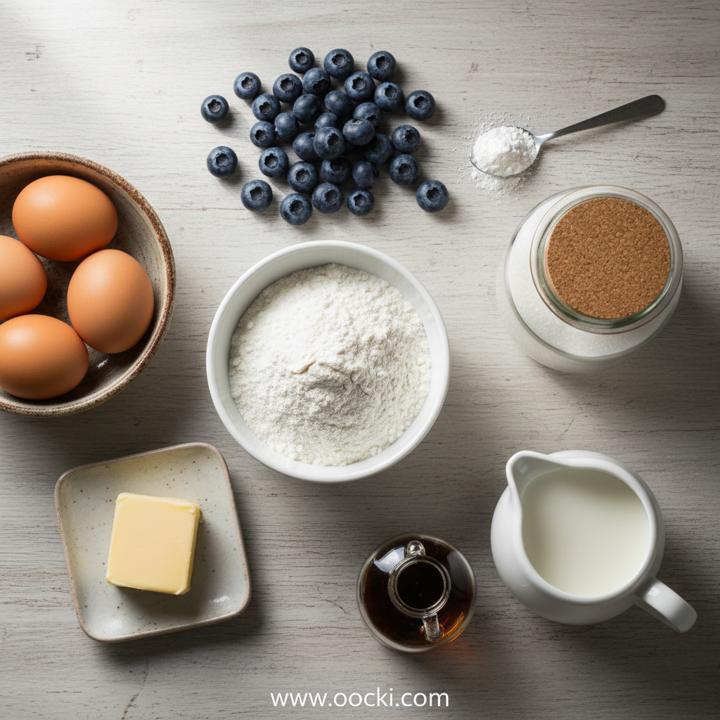 Ingredients for Bakery Style Blueberry Muffins