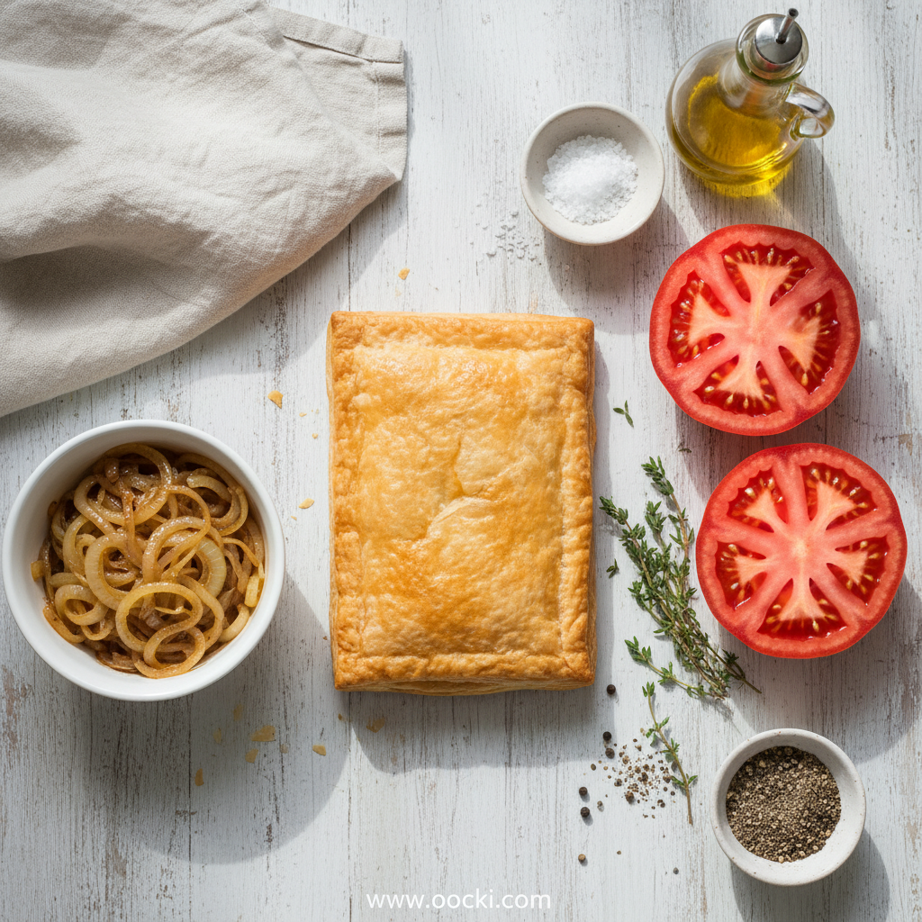 Beefsteak Tomato Tart with Caramelized Onions and Thyme 2 Ingredients for Beefsteak Tomato Tart