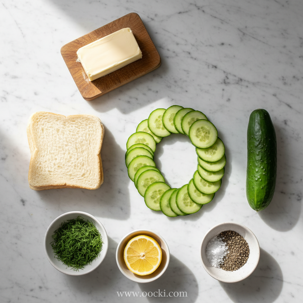 Ingredients for cucumber sandwiches