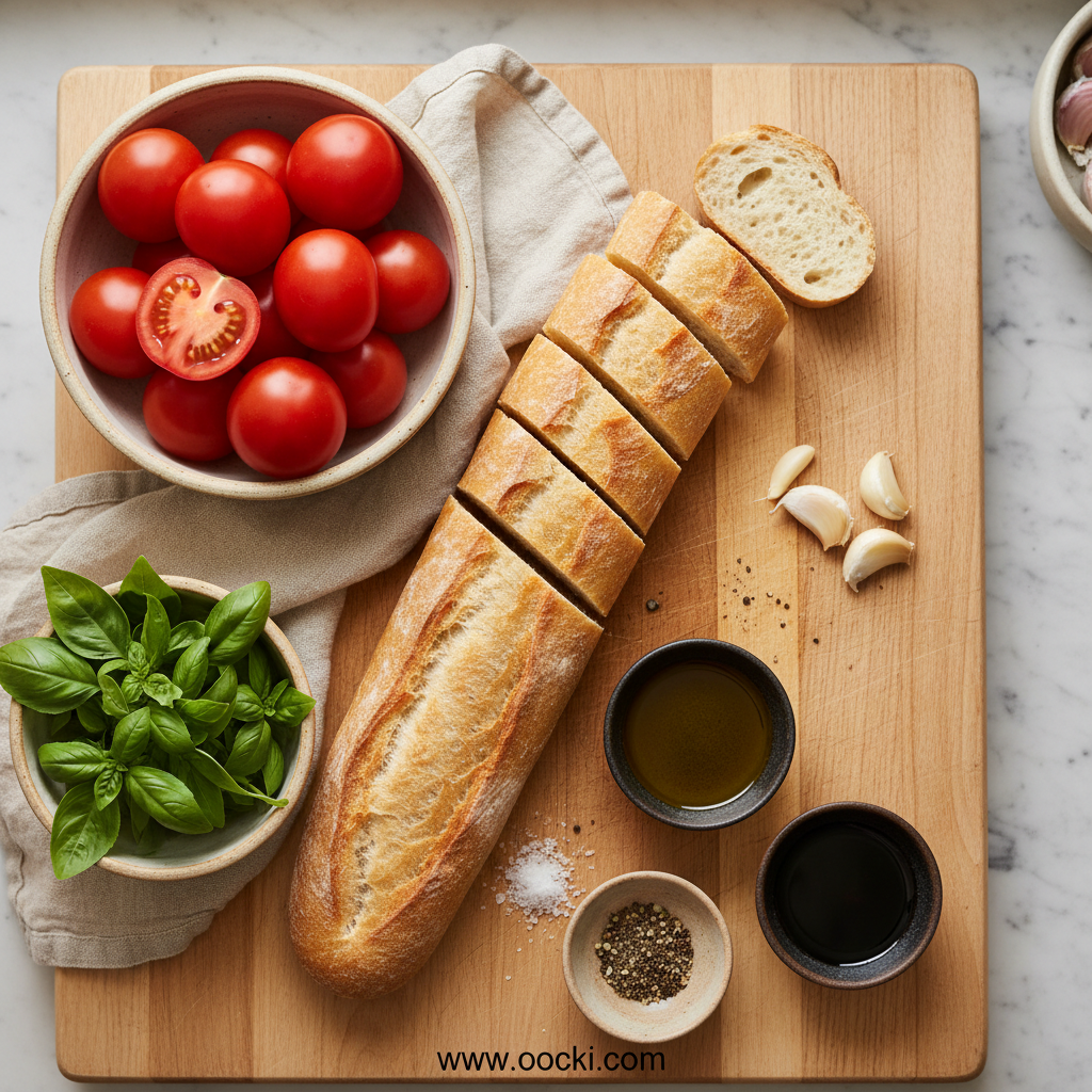 Classic Italian Bruschetta: A Fresh Tomato Basil Appetizer 2 Ingredients for Classic Italian Bruschetta