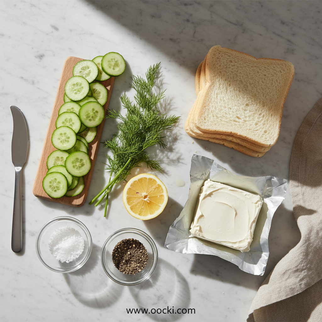 Ingredients for cucumber sandwiches