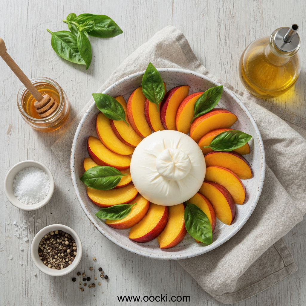 Fresh Peach Burrata Salad: A Light and Elegant Summer Salad Recipe 2 Ingredients for Fresh Peach Burrata Salad