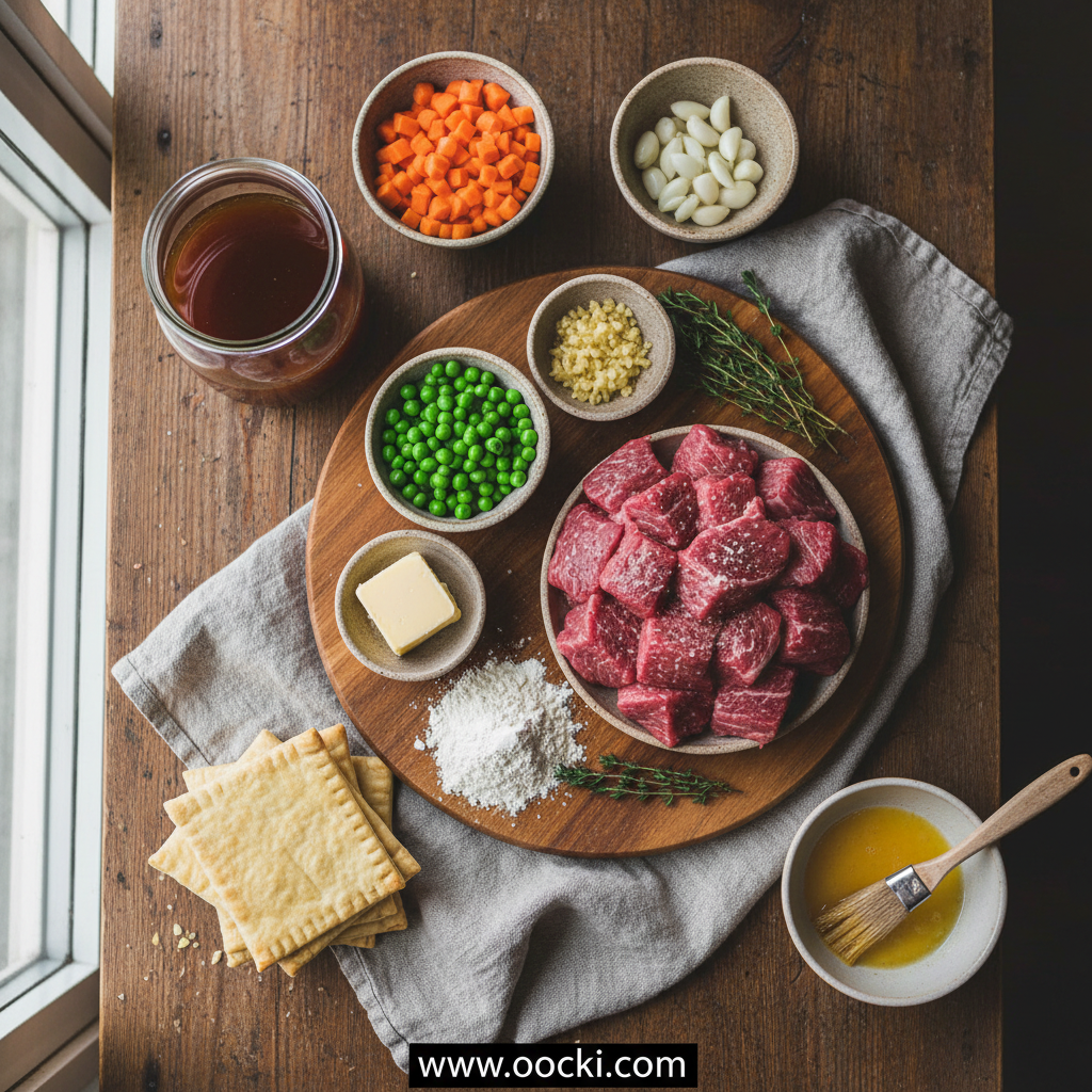 Ingredients for individual beef pot pies