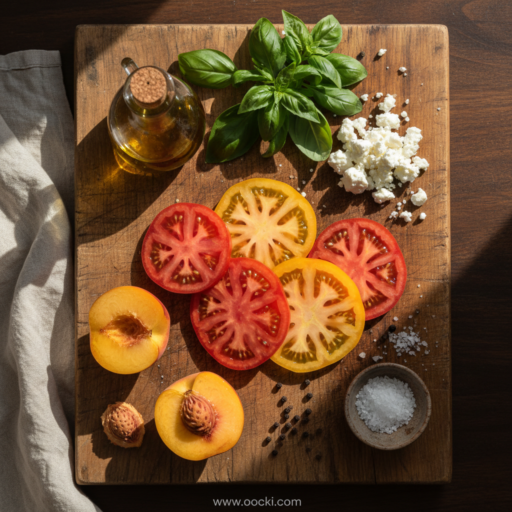Peach Heirloom Tomato Salad: A Bright Late Summer Dish 2 Ingredients for Peach Heirloom Tomato Salad