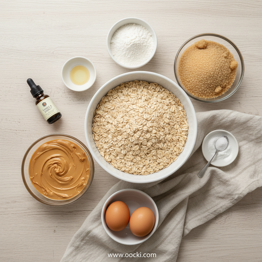 Ingredients for Peanut Butter Oatmeal Cookies