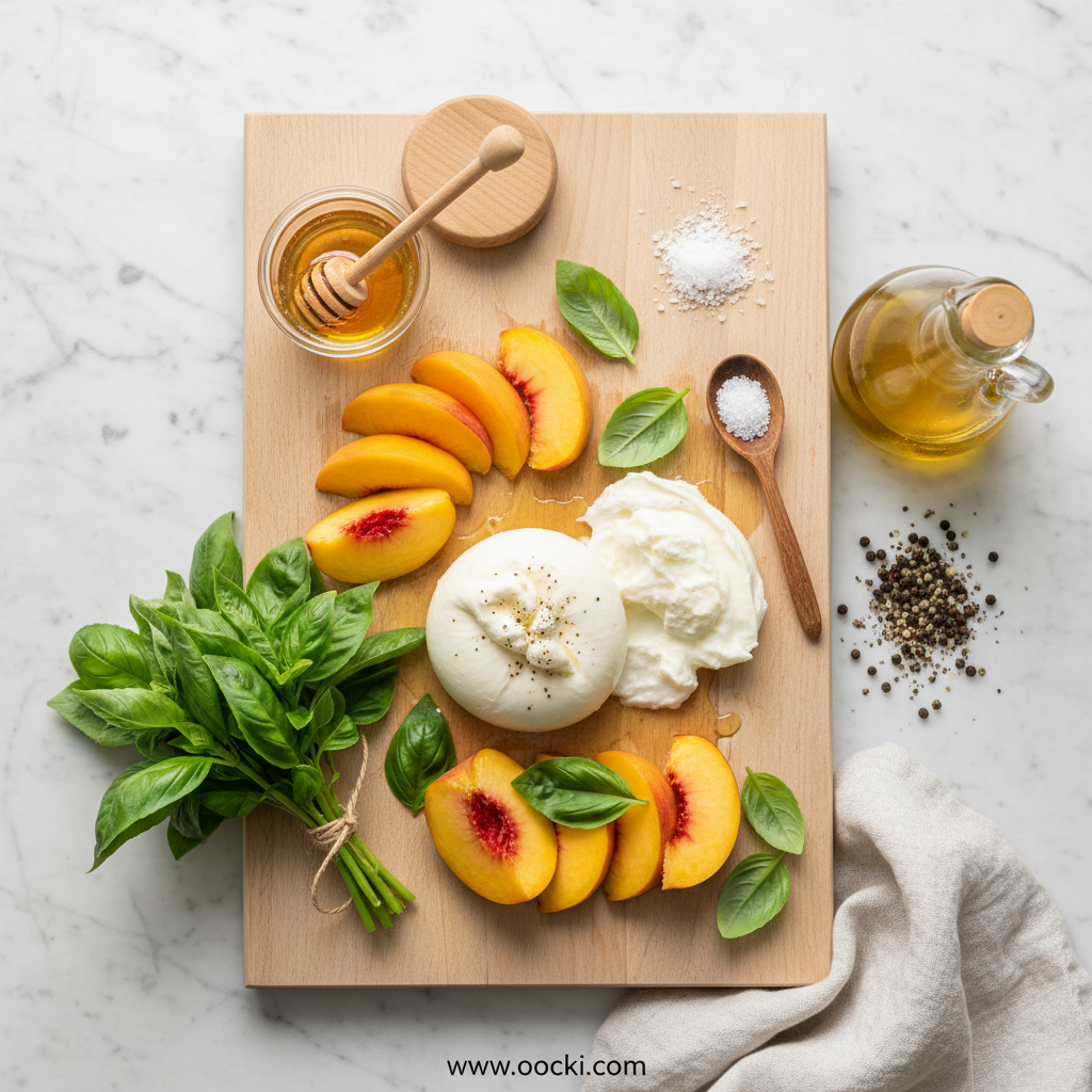 Summer Peach Burrata Salad: A Refreshing and Easy Fresh Salad Recipe 2 Ingredients for Summer Peach Burrata Salad