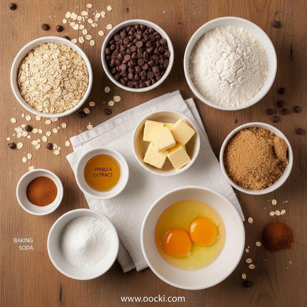 Ingredients for the best oatmeal cookies