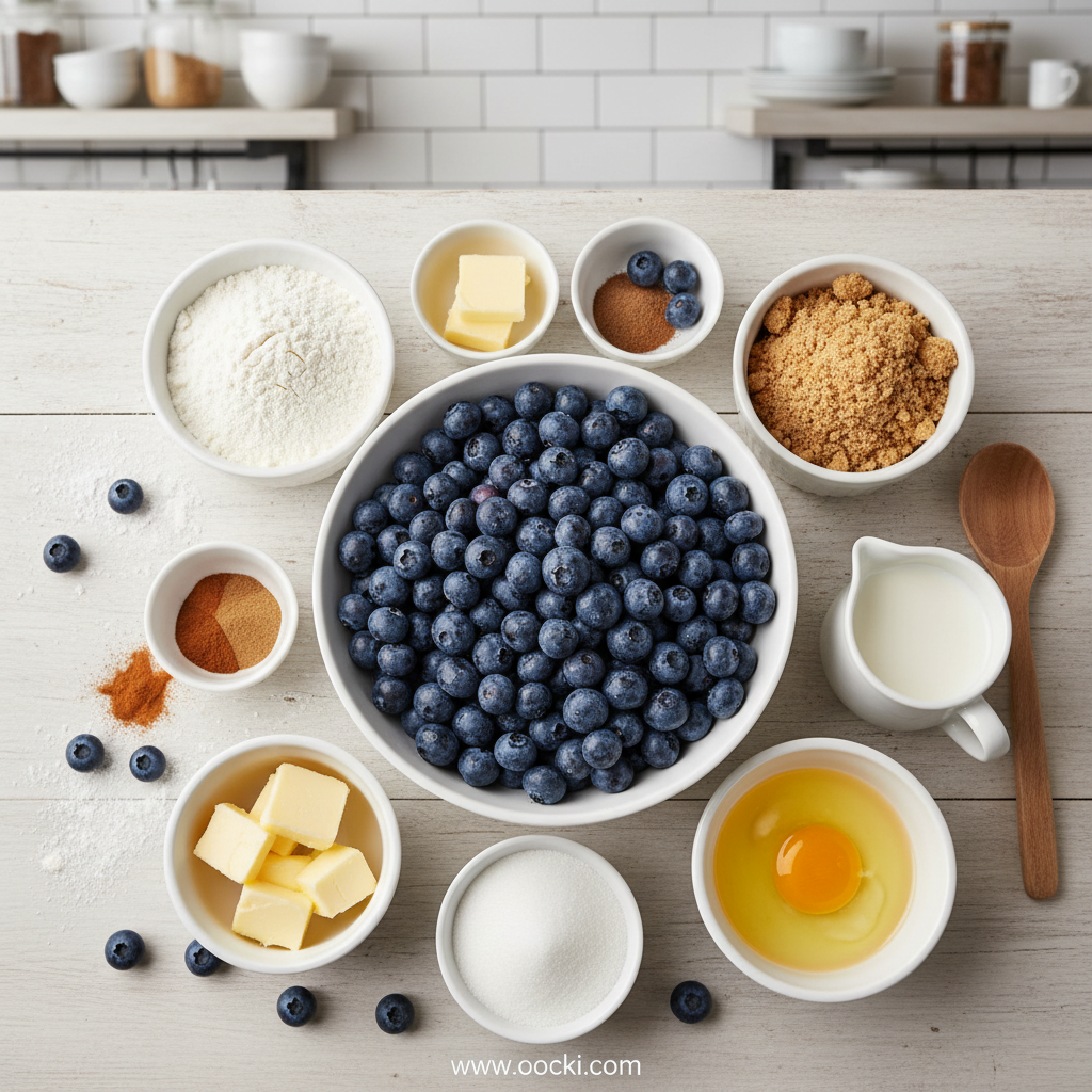 Ingredients for Blueberry Muffins with Crumble Topping