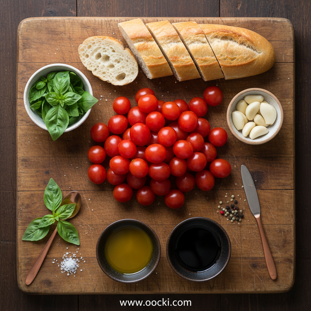 Classic Tomato Basil Bruschetta Recipe: A Fresh Italian Appetizer 2 Fresh ingredients for Tomato Basil Bruschetta