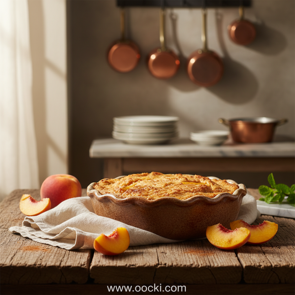 Classic Peach Cobbler Recipe: A Sweet Summer Dessert 1 A warm peach cobbler with a golden crust